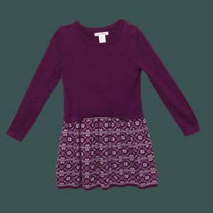 Joe Fresh, Girls Sweater Dress, White and Purple, Age 8-10, Youth